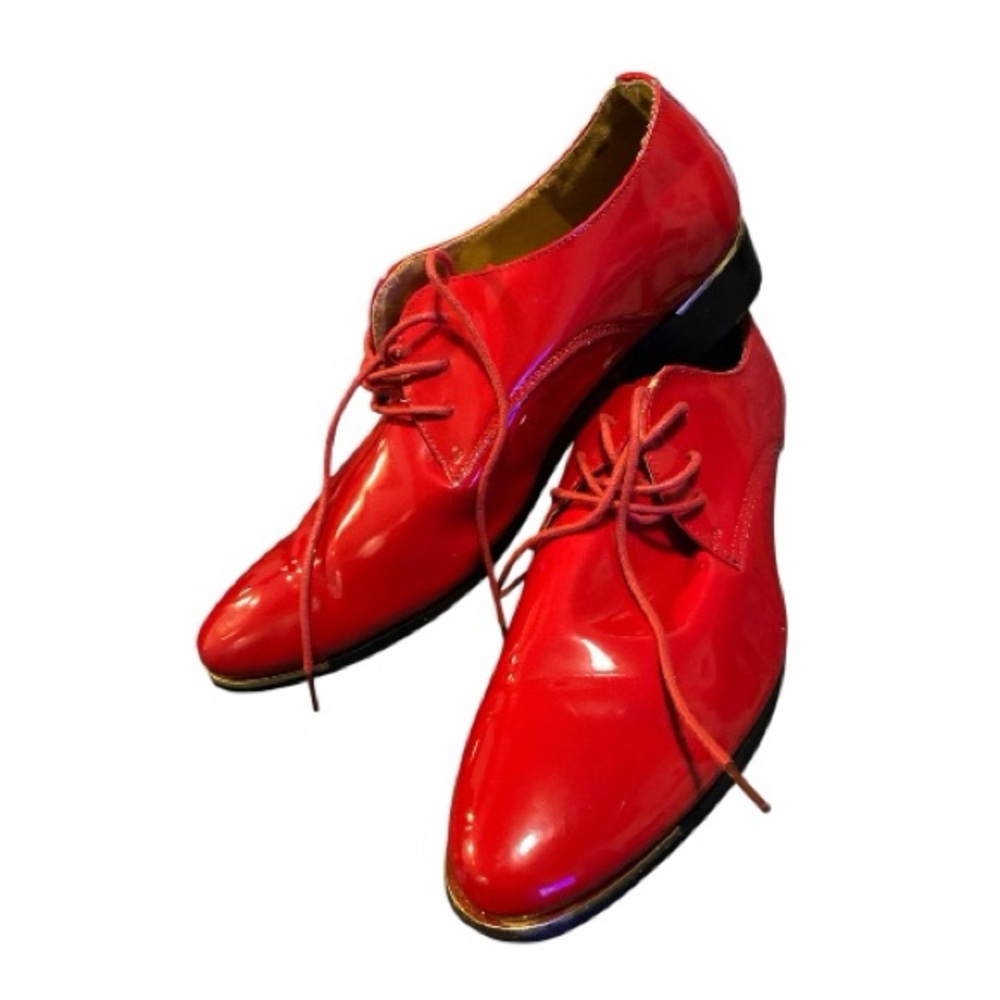 Men's Red Patent Oxfords with Red Laces